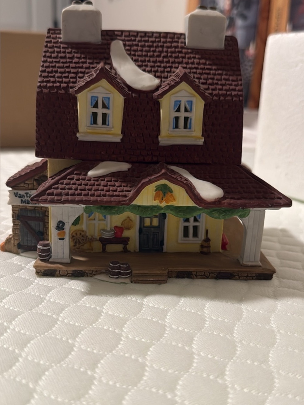 Department 56 Yellow and Red Holiday Cottage Figurine